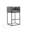 Manhattan Comfort Embassy 38 in. Grey and Black Metal Barstool