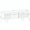 Manhattan Comfort Liberty 70.86" Mid-Century Modern TV Stand with 4 Shelving Spaces and 1 Drawer in White and 3D Brown Prints