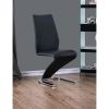 Contemporary Style Z-Shaped Chair Base 2pcs Dining Chairs Black Leatherette Chrome Finish Side Chair Dining Room Furniture