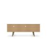 Manhattan Comfort Liberty 70.86" Mid-Century Modern TV Stand with 4 Shelving Spaces and 1 Drawer in White and 3D Brown Prints
