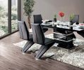 Contemporary Style Z-Shaped Chair Base 2pcs Dining Chairs Black Leatherette Chrome Finish Side Chair Dining Room Furniture
