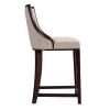 Manhattan Comfort Fifth Ave 39.5 in. Cream and Dark Walnut Beech Wood Counter Height Bar Stool