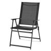Greyson Steel and Sling Folding Outdoor Patio Armchair - Set of 2, Black