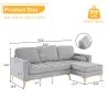 218*141*87cm Burlap Diamond Electroplated Gold Trident Legs Three Seats With Footstool Indoor Modular Sofa Light Gray