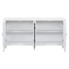 TREXM Retro Sideboarddoor with Circular Groove Design Round Metal Door Handle for Entrance, Dinning Room, Living Room (White)