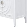 TREXM Retro Sideboarddoor with Circular Groove Design Round Metal Door Handle for Entrance, Dinning Room, Living Room (White)