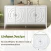 TREXM Retro Sideboarddoor with Circular Groove Design Round Metal Door Handle for Entrance, Dinning Room, Living Room (White)
