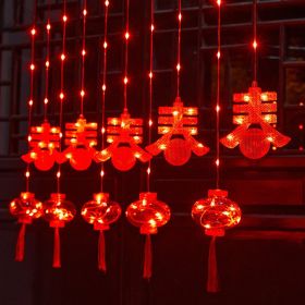 New Year Red Lantern Spring Festival Atmosphere Decorative Lamp (Option: Spring Character)
