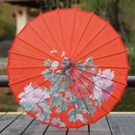 Hanfu Ancient Style Silk Cloth Oiled Paper Umbrella Rainproof And Sun Protection (Option: 2style-82cm Diameter+Chinese Knot)
