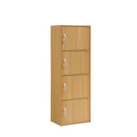 4-Shelf, 4-Door Bookcase (Color: Beech)