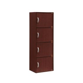 4-Shelf, 4-Door Bookcase (Color: Mahogany)