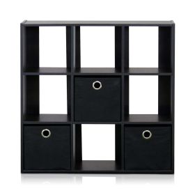Simplistic 9-Cube Organizer with Bins (Color: Espresso/Black)