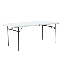 6 Foot Bi-Fold Plastic Folding Table (Color: White)