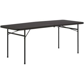 6 Foot Bi-Fold Plastic Folding Table (Color: Black)