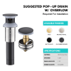 Sink Drain Stopper Bathroom 1.75 In;  Pop-Up Drain Stainless Steel With Overflow Anti-Clogging