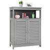 Home Bathroom Storage Cabinet Wood Floor Cabinet W/ Double Shutter Door