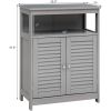 Home Bathroom Storage Cabinet Wood Floor Cabinet W/ Double Shutter Door