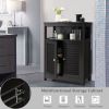Home Bathroom Storage Cabinet Wood Floor Cabinet W/ Double Shutter Door