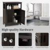 Home Bathroom Storage Cabinet Wood Floor Cabinet W/ Double Shutter Door
