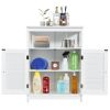 Home Bathroom Storage Cabinet Wood Floor Cabinet W/ Double Shutter Door