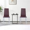 4 Pieces PVC Elegant Design Leather Dining Chairs with Solid Metal Legs