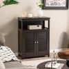 Home Bathroom Storage Cabinet Wood Floor Cabinet W/ Double Shutter Door
