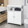 Home Bathroom Storage Cabinet Wood Floor Cabinet W/ Double Shutter Door