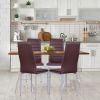 4 Pieces PVC Elegant Design Leather Dining Chairs with Solid Metal Legs
