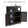 Home Bathroom Storage Cabinet Wood Floor Cabinet W/ Double Shutter Door