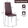 4 Pieces PVC Elegant Design Leather Dining Chairs with Solid Metal Legs