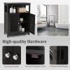 Home Bathroom Storage Cabinet Wood Floor Cabinet W/ Double Shutter Door