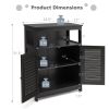 Home Bathroom Storage Cabinet Wood Floor Cabinet W/ Double Shutter Door