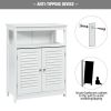 Home Bathroom Storage Cabinet Wood Floor Cabinet W/ Double Shutter Door