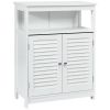 Home Bathroom Storage Cabinet Wood Floor Cabinet W/ Double Shutter Door