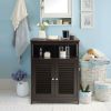 Home Bathroom Storage Cabinet Wood Floor Cabinet W/ Double Shutter Door