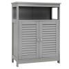 Home Bathroom Storage Cabinet Wood Floor Cabinet W/ Double Shutter Door