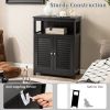 Home Bathroom Storage Cabinet Wood Floor Cabinet W/ Double Shutter Door
