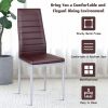 4 Pieces PVC Elegant Design Leather Dining Chairs with Solid Metal Legs
