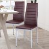 4 Pieces PVC Elegant Design Leather Dining Chairs with Solid Metal Legs