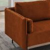 Modern Sofa 3-Seat Couch with Stainless Steel Trim and Metal Legs for Living Room