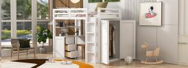 Twin size Loft Bed with Drawers,Desk,and Wardrobe
