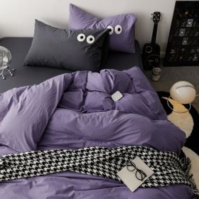 Big Eyes All Cotton Washed Cotton Bed Fittings (Option: Honey Purple Gray-120cm Bed Sheet)