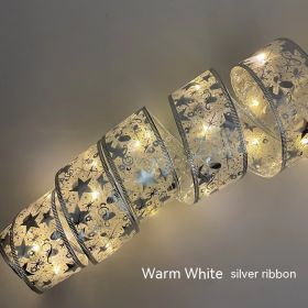 LED Copper Wire Satin Christmas Ribbon Christmas Tree Decorative Lamp (Option: Style4-2 M 20 Lights)