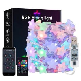 Ball Rubber-covered Wire Holiday Decoration Point Control Atmosphere Colored Lights (Option: Star Style-10M 66LED)
