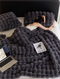 Polyester Carpet Rabbit Bubble Velvet Thickened Nap Blanket Quilt (Option: Graphite Gray-45X45cm Pillow Cover)