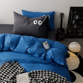 Big Eyes All Cotton Washed Cotton Bed Fittings (Option: Klein Blue Gray-180cm Bed Sheet)