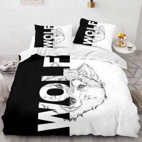 Home Textile Bedding Animal Printed Three-piece Set (Option: Wolf-210x210cm)