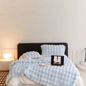 Polyester Carpet Rabbit Bubble Velvet Thickened Nap Blanket Quilt (Option: Sky Blue-45X45cm Pillow Cover)